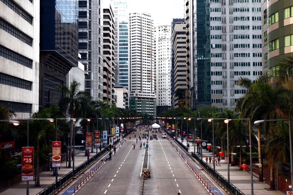 Emerald Avenue at the business district of the Ortigas Center in Pasig City on a carless day during weekends.