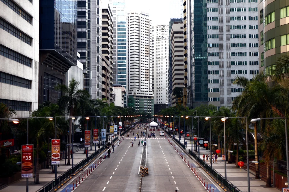 Emerald Avenue at the business district of the Ortigas Center in Pasig City on a carless day during weekends.